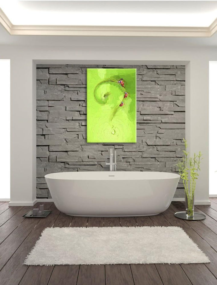 Pixxprint Marienkäfer Folgen dem Fragezeichen Kunst Pinsel Effekt, Format: 100x70 auf Leinwand, XXL