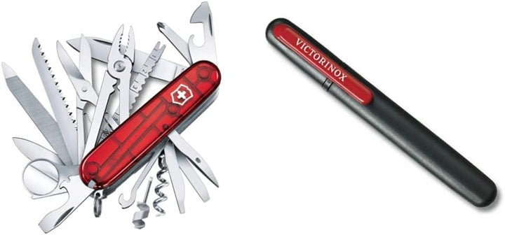 Victorinox Taschenmesser Swiss Champ (33 Funktionen: Metallfeile, Mini-Schraubendreher) rot Rot Tran