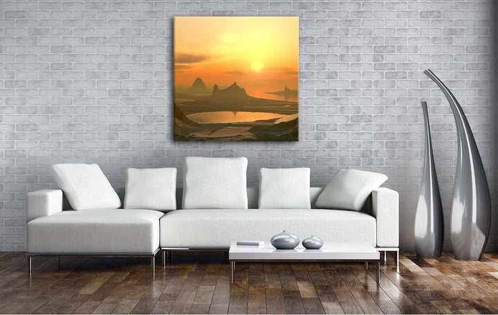deyoli Idyllische Berglandschaft Format: 60x60 als Leinwand, Motiv fertig gerahmt auf Echtholzrahmen