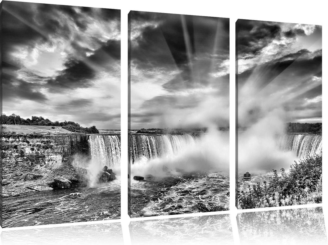 Pixxprint Niagarafälle bei Sonnenuntergang als Leinwandbild/Grösse: 3 Teilig (120x80 cm) cm/Wandbild