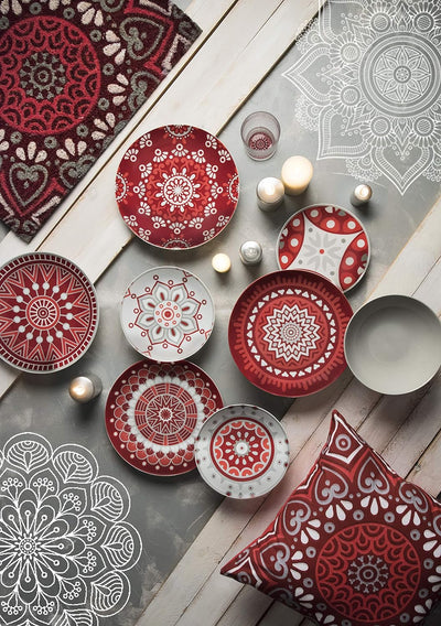 Excelsa Mandala Red Tafelservice, 18-teilig, Porzellan
