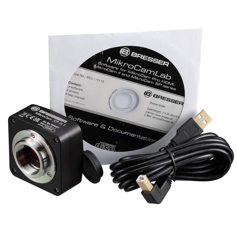 Bresser MikroCam Mikroskopkamera SP mit modernem CMOS-Sensor, 3.1MP, USB 2.0 und umfangreicher, prof
