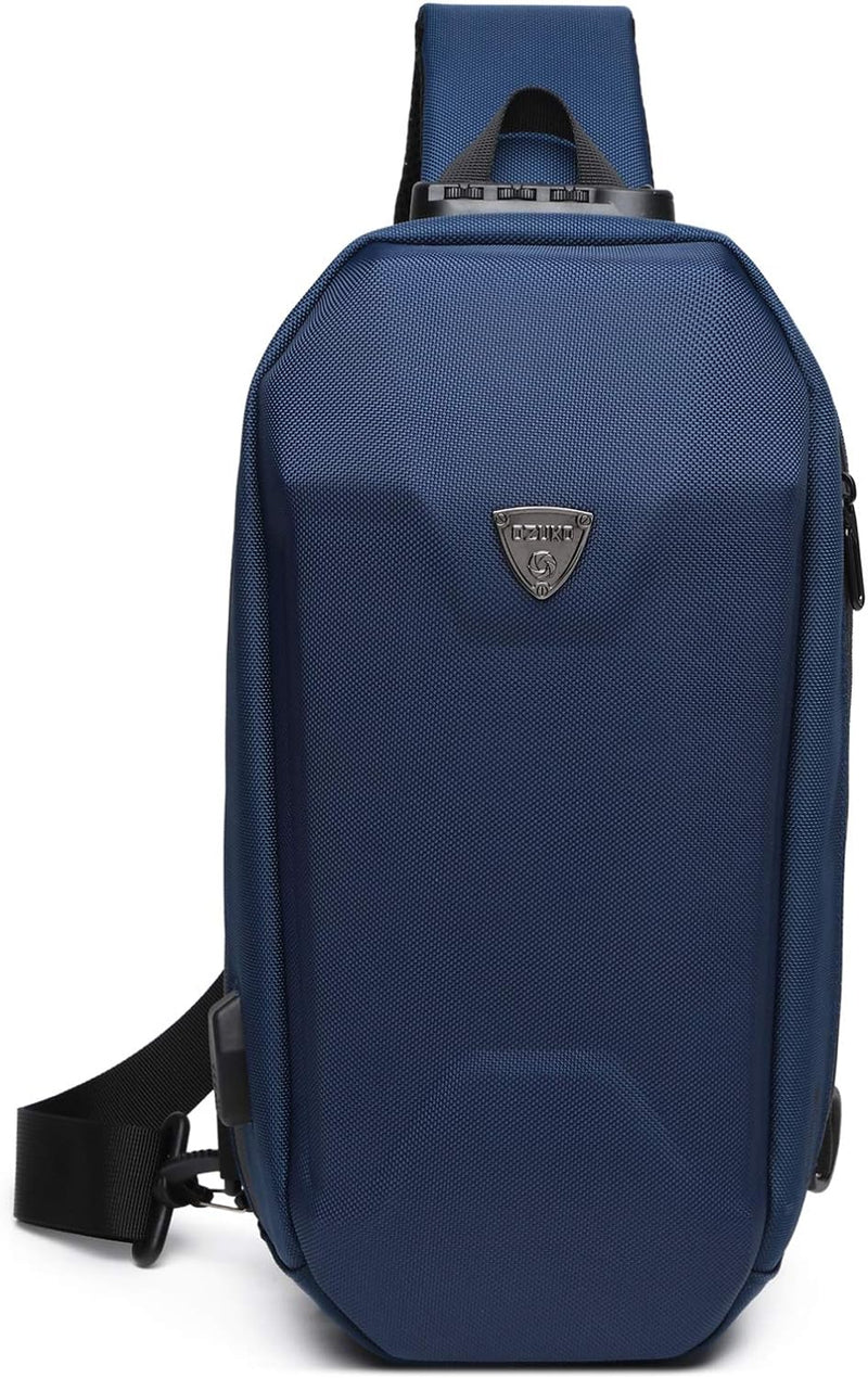 FANDARE Diebstahlsicherung Brusttasche Sling Rucksack Casual Daypacks mit USB für Herren Damen Schul