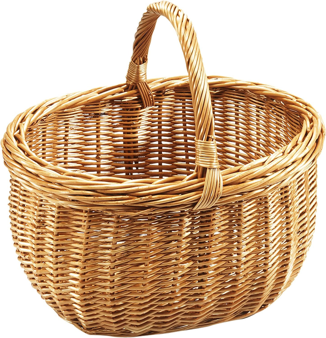 Kobolo Einkaufskorb Weidenkorb hangeflochten aus Weide 43x33x35 cm, 43x33x35 cm