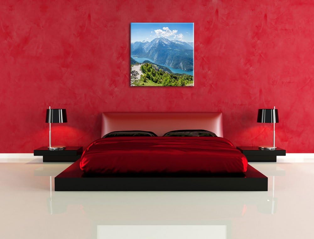 Pixxprint Königssee in Bayern als Leinwandbild Quadratisch/Grösse: 70x70 / Wandbild/Kunstdruck/ferti