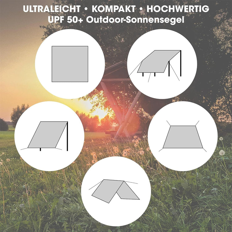 CelinaSun Sonnensegel PES UPF 50+ Outdoor Rechteck 3 x 4m grün Sonnendach Backpacking Zeltplane Ultr