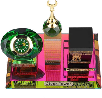 Hztyyier Kristall Sammlerfiguren für Wohnkultur Muslim Kaaba Clock Tower Modell für Desktop Ornament