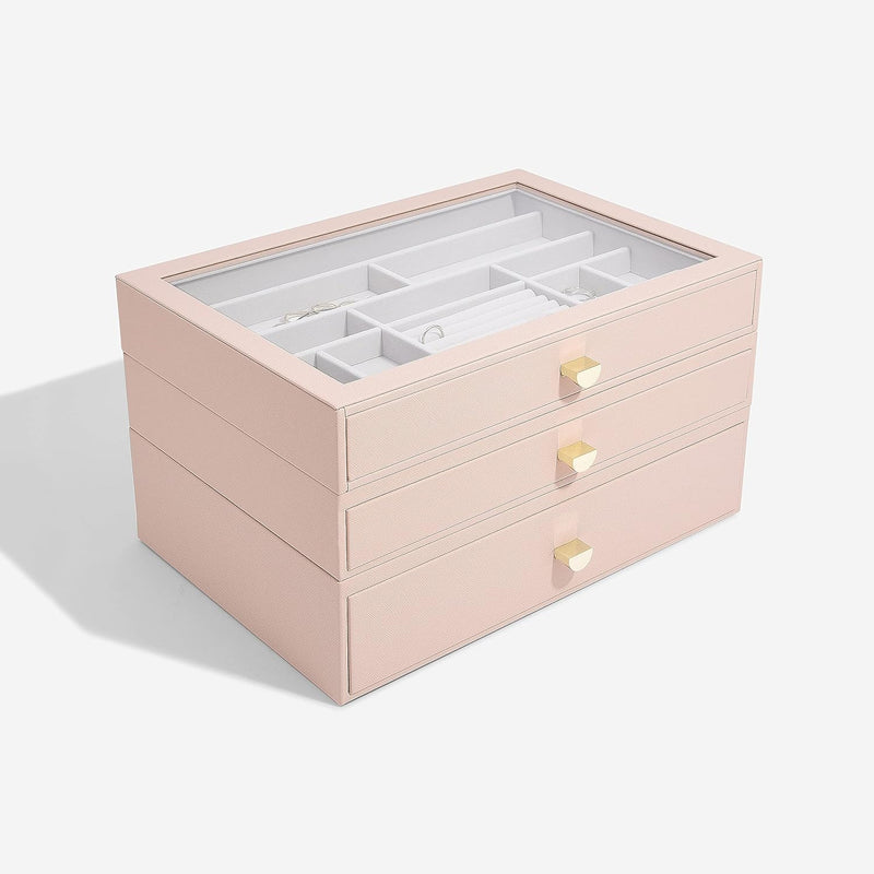 Stackers Blush Supersize Jewellery Box - Set of 3 (with Drawers) Blush Pink, Blush Pink