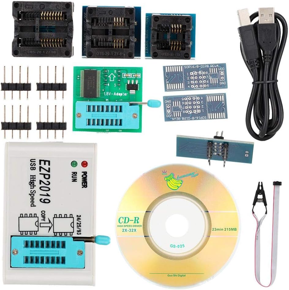 Hochgeschwindigkeits-USB-SPI-Programmierer EZP2019 mit 4 getesteten Basen für Block 24-EEPROM, für 2