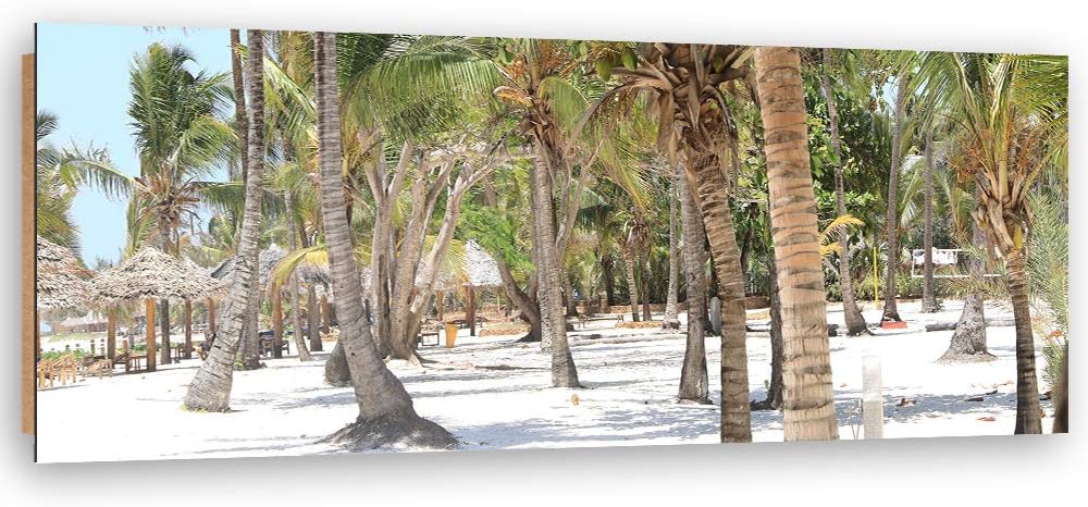 Wandbild Palmen Modern Deko Kunst Bilder Sansibar Beige 120x40 cm Deko paneel 120x40 cm Beige_A, Dek