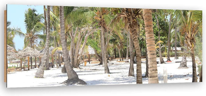 Wandbild Palmen Modern Deko Kunst Bilder Sansibar Beige 120x40 cm Deko paneel 120x40 cm Beige_A, Dek
