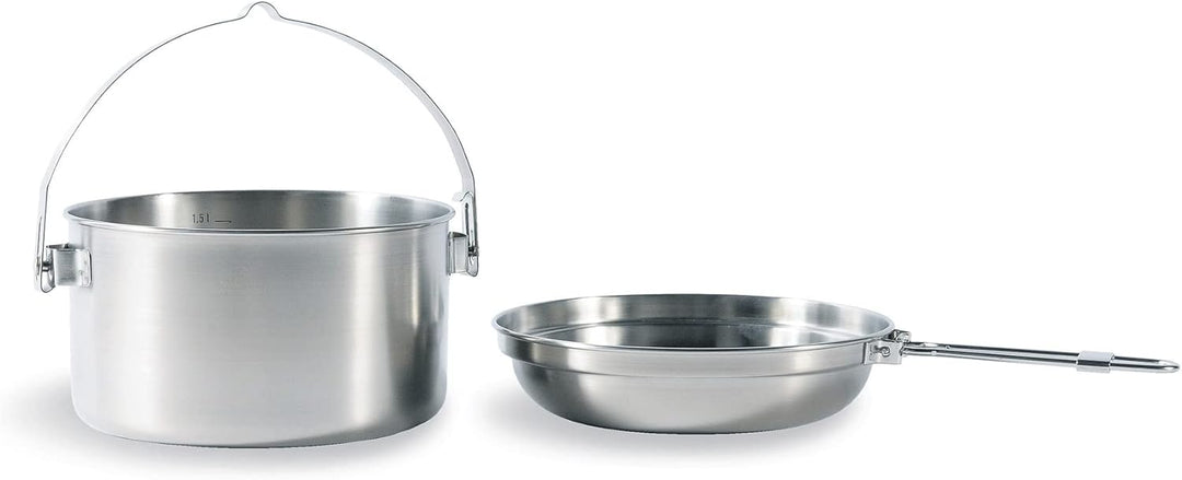 Tatonka Camping-Kochgeschirr Mini Set II (6-teilig) - Edelstahl-Geschirr mit Topf, Deckel und drei T