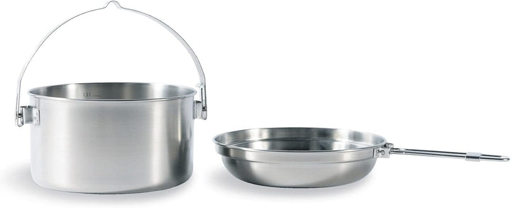 Tatonka Camping-Kochgeschirr Mini Set II (6-teilig) - Edelstahl-Geschirr mit Topf, Deckel und drei T