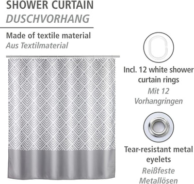 WENKO Anti-Schimmel Duschvorhang Echo, antibakterieller Textil-Vorhang mit Antischimmel Effekt, wasc