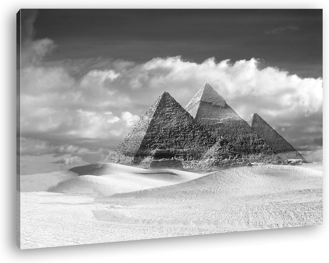 deyoli Die Pyramiden von Gizeh Format: 80x60 Effekt: Schwarz/Weiss als Leinwand, Motiv fertig gerahm