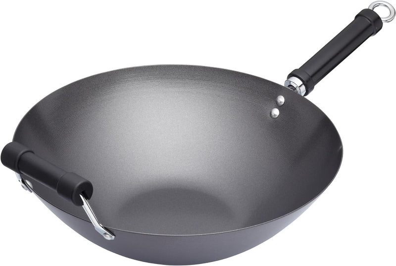 Kitchen Craft Pure Oriental Wok aus Carbonstahl mit Antihaftbeschichtung, 35,5 cm 28 x 18 x 18 cm, 2