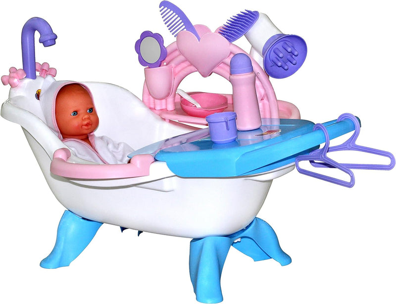 Polesie Puppenbadewanne mit Puppe und Zubehör