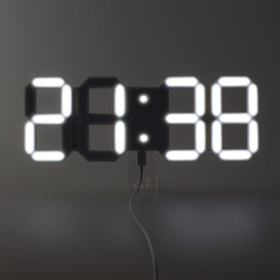 Kobert-Goods Digitale Wanduhr in Weiss mit weisser LED Anzeige, Weiss
