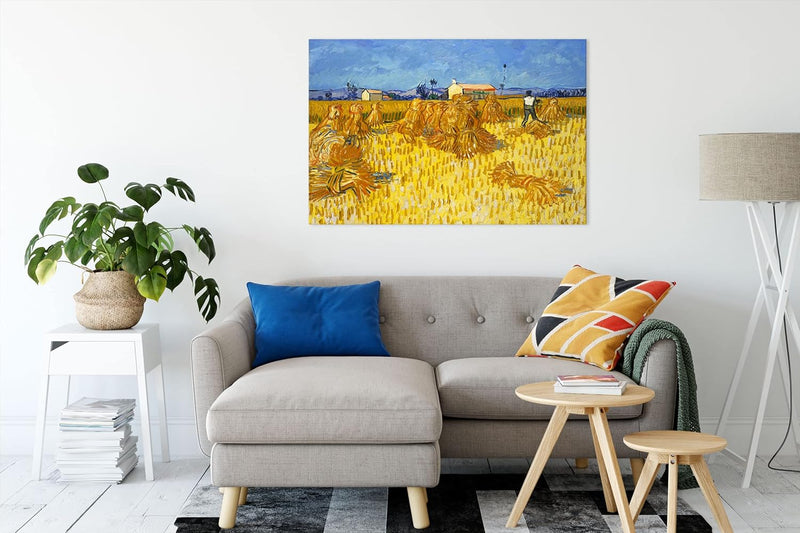 Vincent Van Gogh - Getreide-Ernte in der Provence als Leinwandbild / Grösse: 100x70 cm / Wandbild /