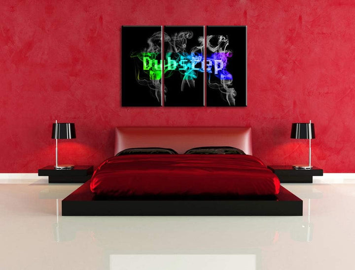 Bunt Electro music, Dubstep schwarz/weiss 3-Teiler Leinwandbild 120x80 Bild auf Leinwand, XXL riesig