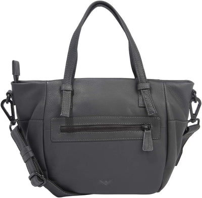 Voi Handtasche Babette 21178 Kurzgrifftasche Leder Umhängetasche Damen Anthrazit, Anthrazit