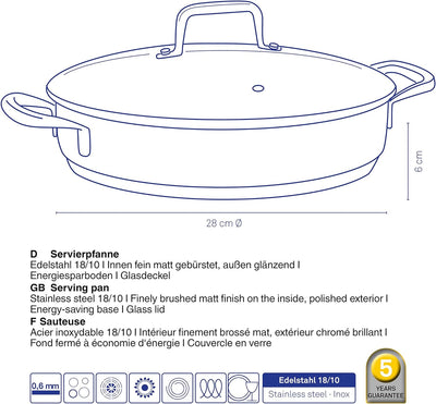 Kela 10186 Flavoria Servierpfanne, 18/8 Stainless Steel, Rostfrei, Servierpfanne