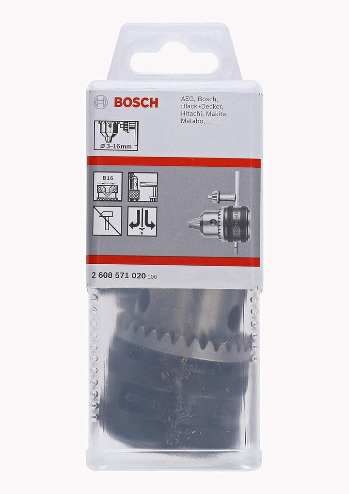 Bosch Professional Zahnkranzbohrfutter (Spannbereich 3 - 16 mm, Aufnahme B-16, Rechts- und Linkslauf