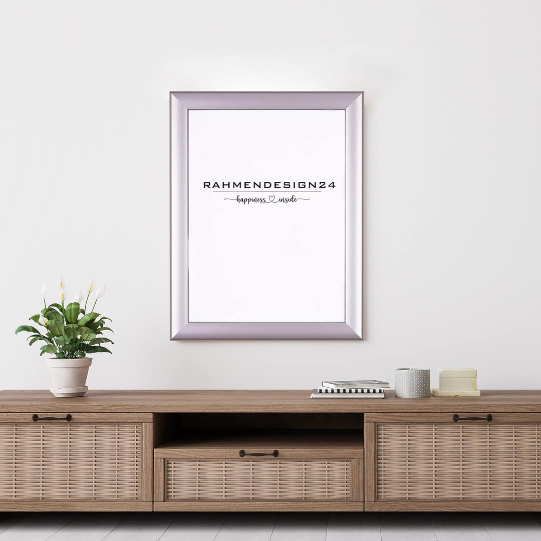 Rahmendesign24 Bilderrahmen Fiona 50x70 (POSTERFORMAT) Alu geschliffen Fotorahmen, Wechselrahmen, Po