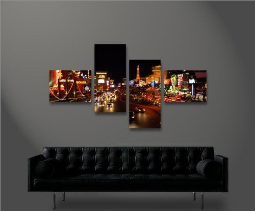 islandburner Bild Bilder auf Leinwand The Strip 4L Las Vegas XXL Poster Leinwandbild Wandbild Dekoar