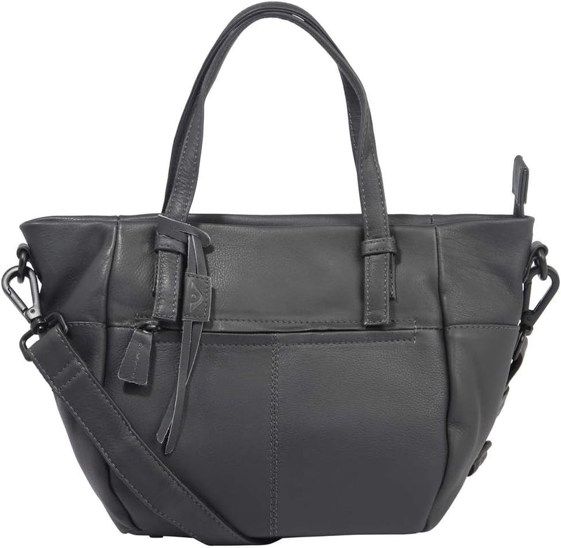 Voi Handtasche Babette 21178 Kurzgrifftasche Leder Umhängetasche Damen Anthrazit, Anthrazit