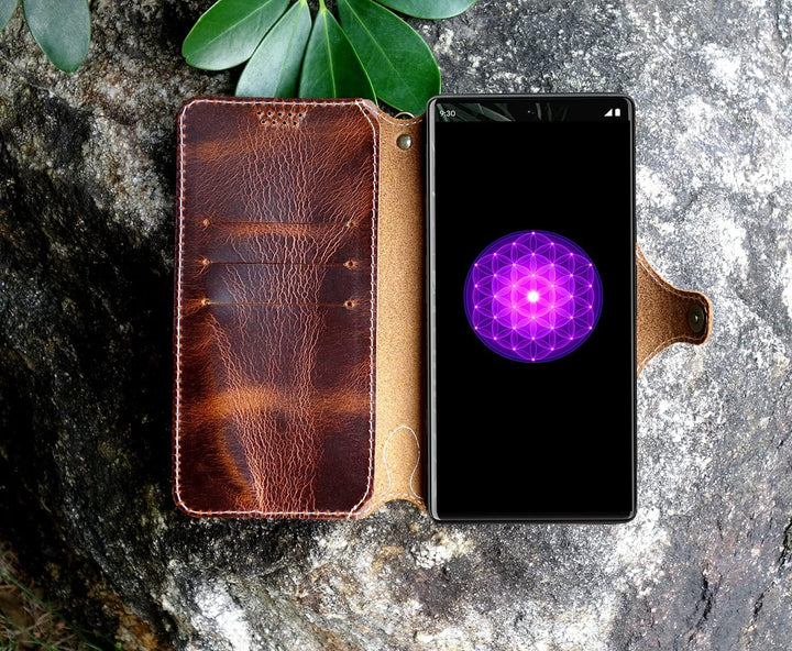 Yogurt Handyhülle für Google Pixel 6 Pro, Hülle Echtleder Case Ledertasche Lederhülle für Pixel 6 Pr