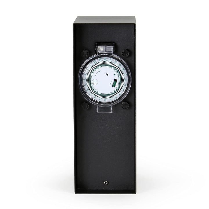 Wiltec Gartensteckdose 2-Fach aus rostfreiem Stahl mit Timer, Aussensteckdose IP44 mit Zeitschaltuhr