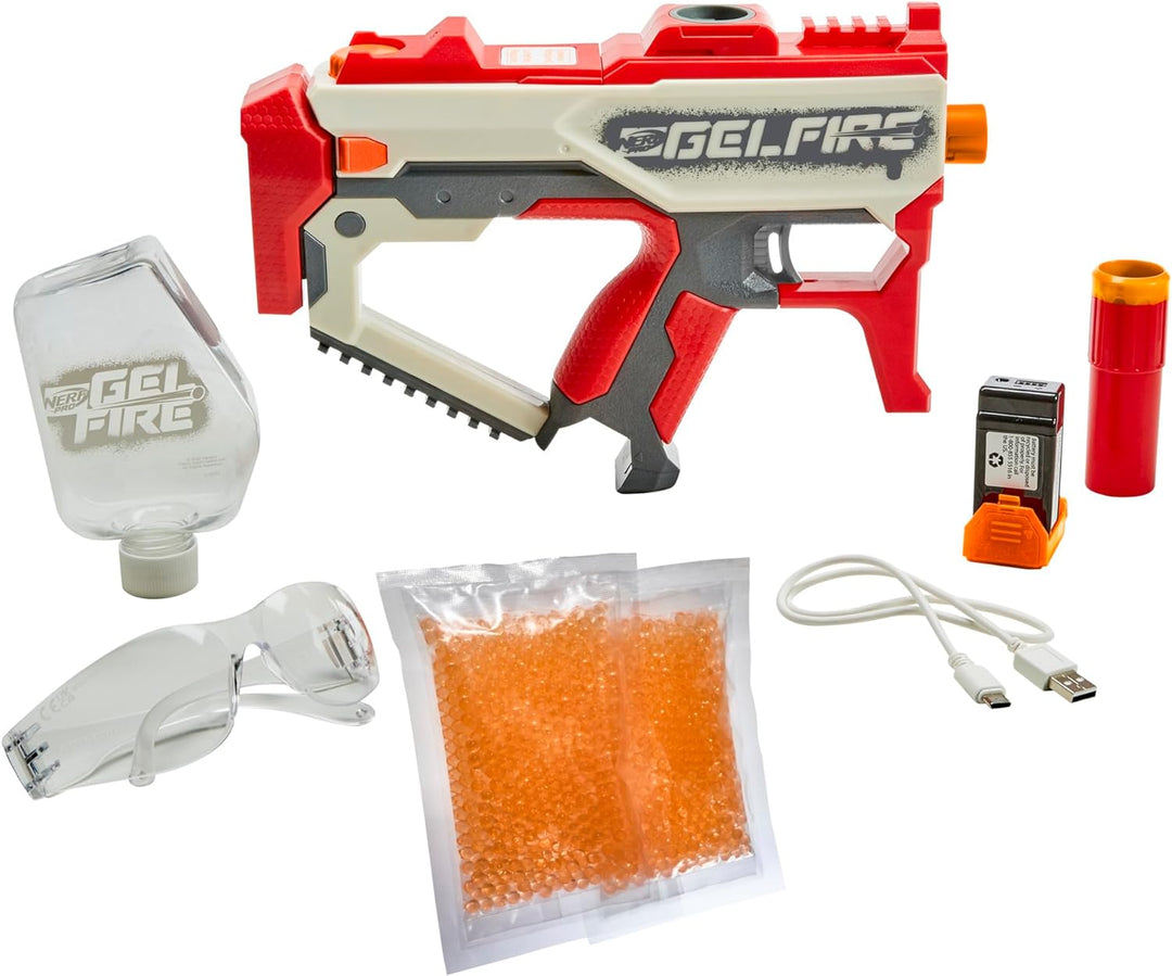 Nerf Pro Gelfire Mythic Blaster, 1600 hydrierte Gelfire Kugeln, Kugelmagazin für 800 Kugeln, mit Akk