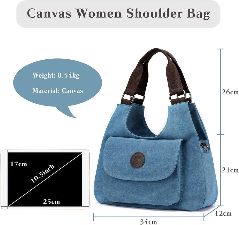 CORIOS Retro Damen Achseltasche Canvas Henkeltaschen Schultertasche Casual Handtasche Tragetasche Mu