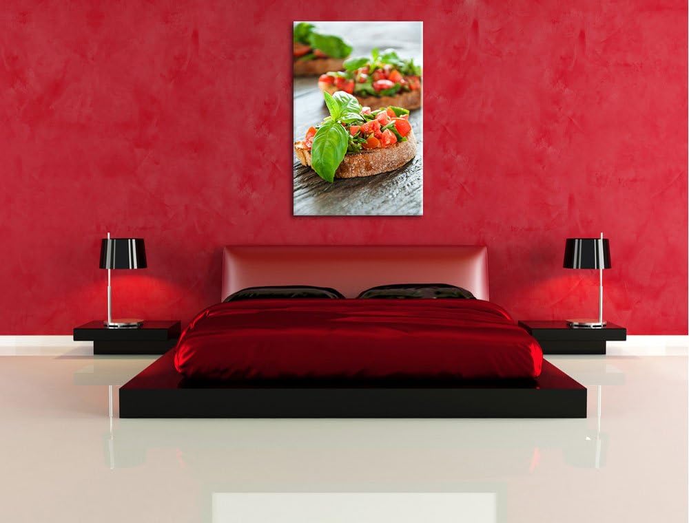 Köstliche Tomaten Bruchetta Format: 100x70 auf Leinwand, XXL riesige Bilder fertig gerahmt mit Keilr