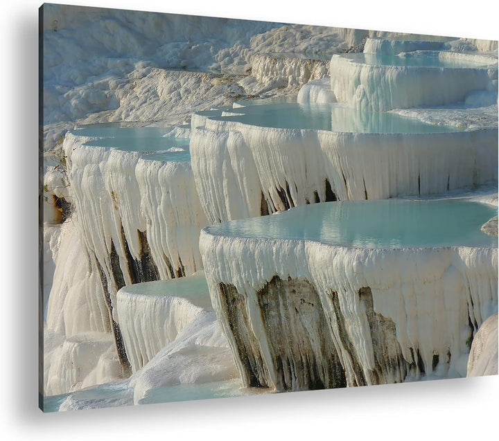 deyoli Kalksinterterrassen in Pamukkale im Format: 80x60 als Leinwandbild, Motiv fertig gerahmt auf