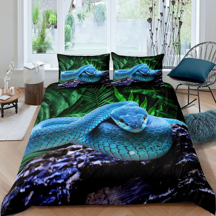 Loussiesd Schlange Bettbezug Set Tierwelt Dekor Bettwäsche Set 135x200cm für Kinder Jungen Mädchen 3