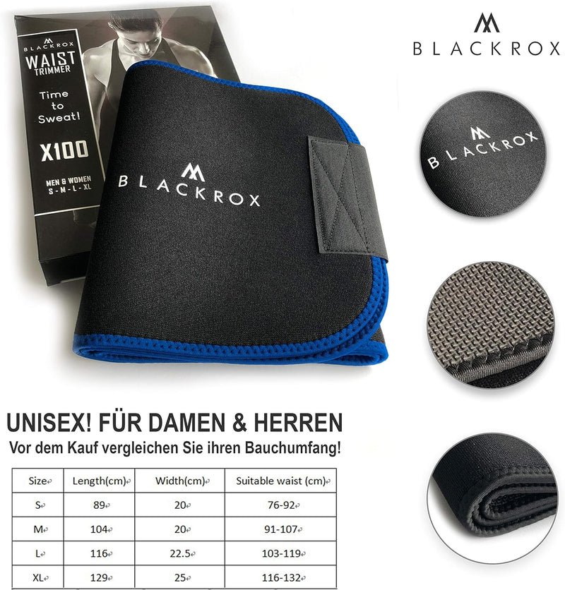 BLACKROX Trimm Your Waist Fitnessgürtel Vergleichssieger Damen & Herren,Schwitzgürtel zur Fettverbre