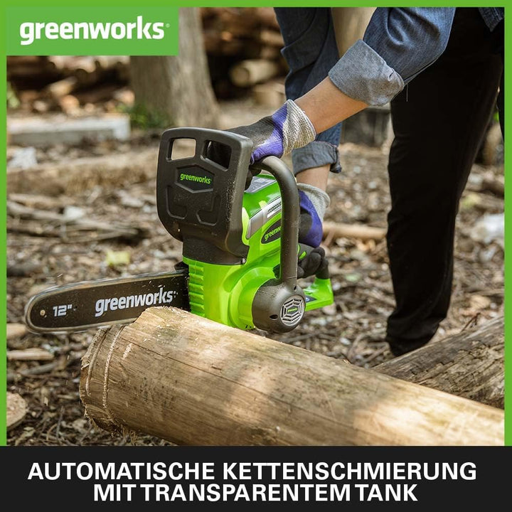 Greenworks G40CS30K2 Akku Kettensäge mit Akku und Ladegerät, 30 cm Blattlänge, 4,2 m/s Kettengeschwi