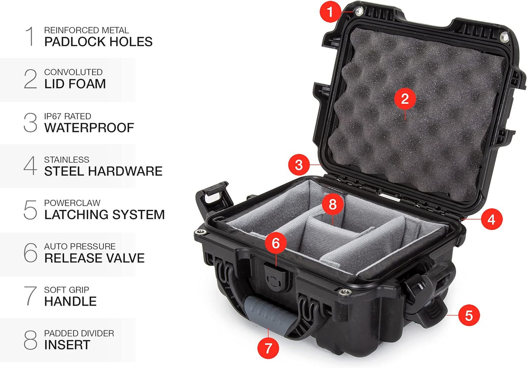 Nanuk 905 Wasserdichter Hartschalenkoffer Mit Gepolsterten Trennwänden - Schwarz Gepolsterte Trennwa