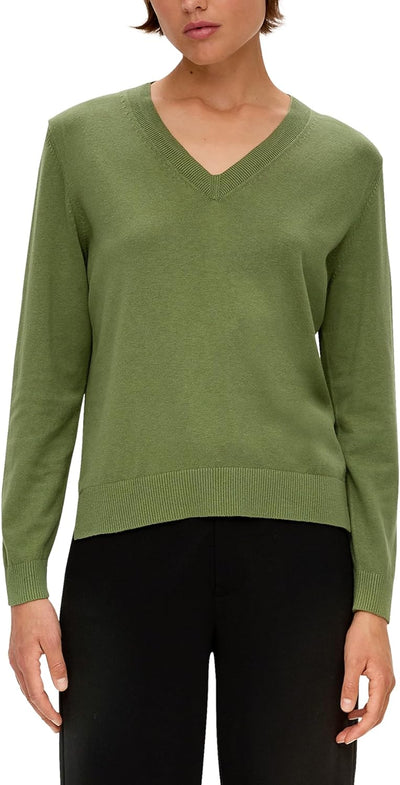 s.Oliver Damen Pullover V-Neck 34 Grün, 34 Grün