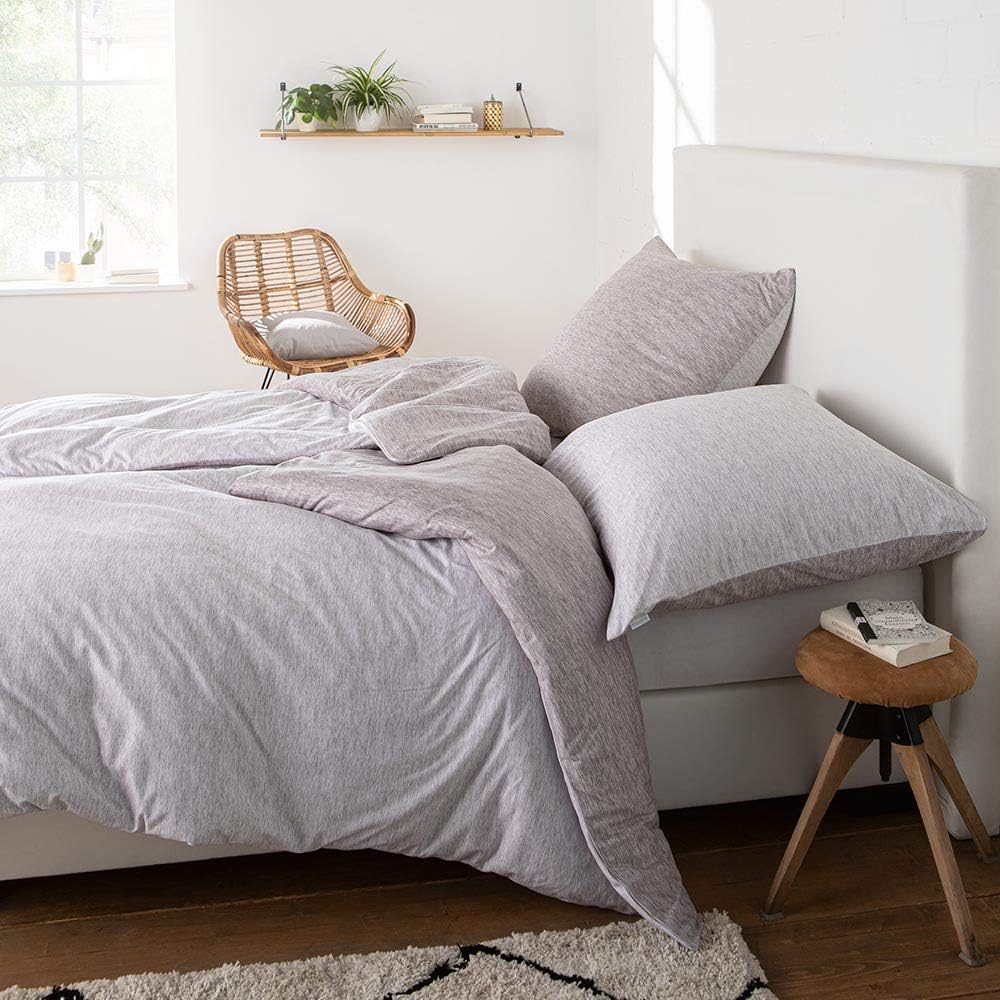 ESTELLA Mako Interlock Jersey Bettwäsche Emil leinen 1 Bettbezug 155 x 220 cm + 1 Kissenbezug 80 x 8
