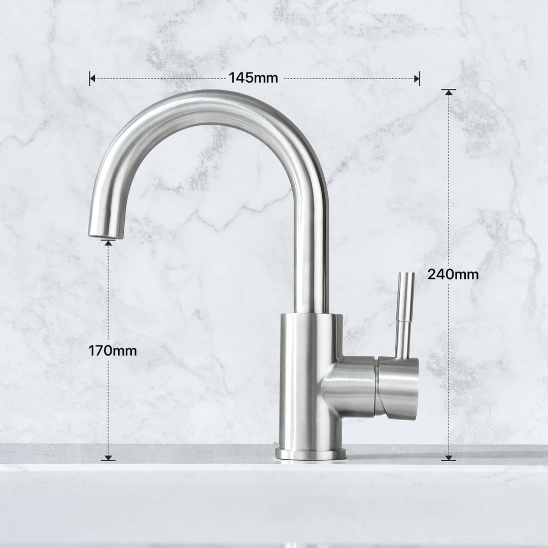 Niederdruck Armatur Küche/Bad, 360° Drehbar Wasserhahn Niederdruck, Einhebelmischer Waschtischarmatu