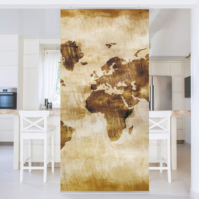 Bilderwelten Raumteiler No.CG75 Map of The World 250x120cm inkl. transparenter Halterung, inkl. tran