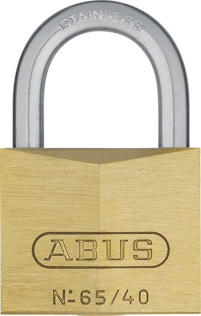 Abus - 65IB/40 40mm Messing Vorhängeschloss Edelstahl Schäkel Carded - ABU65I... 40mm single Edelsta