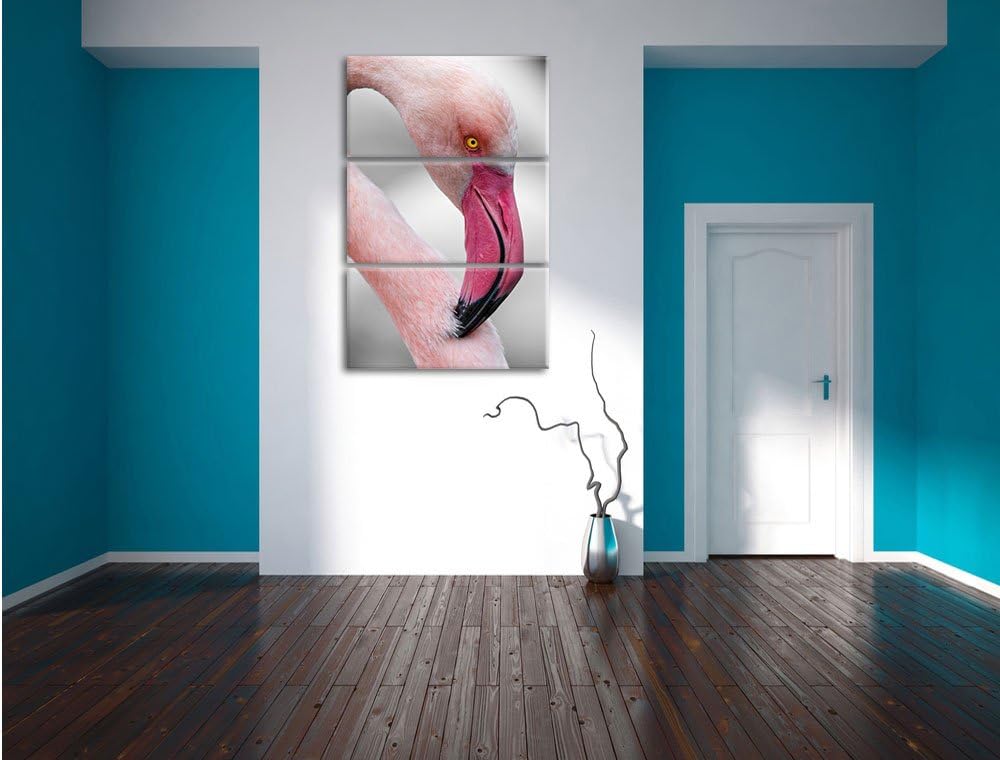 Pixxprint prächtiger Flamingo als Leinwandbild/Grösse: 3 Teilig (120x80) / Wandbild/Kunstdruck/ferti
