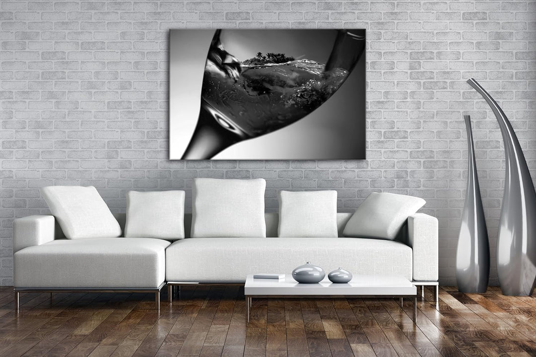deyoli erstaunliche Insel in einem Weinglas Effekt: Schwarz/Weiss Format: 60x40 als Leinwandbild, Mo