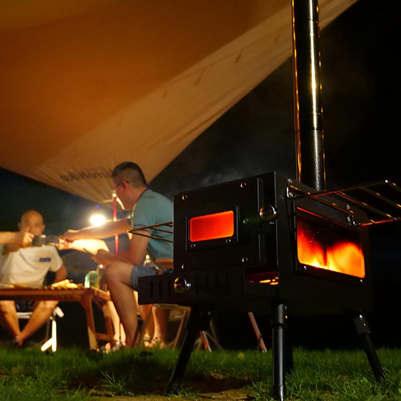 Topteng Holzofen, Outdoor Portable Zelt Camping Holzofen mit Rohr für Zelt kochen, energiesparend