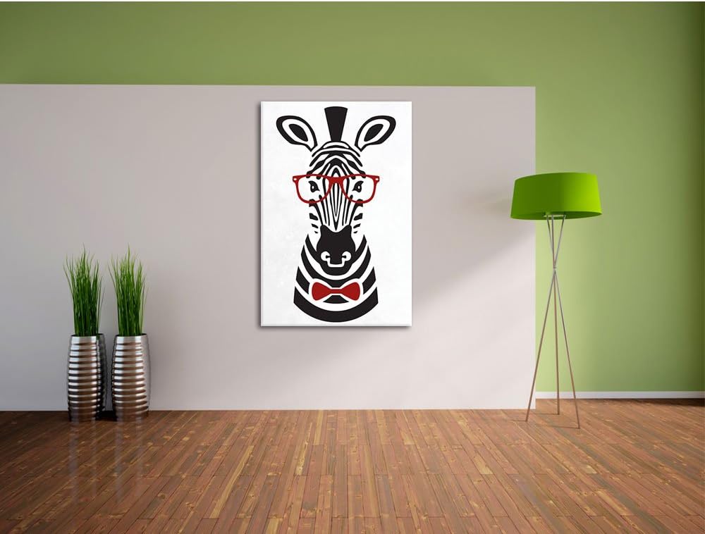 Pixxprint Hipster Zebra als Leinwandbild/Grösse: 100x70 cm/Wandbild/Kunstdruck/fertig bespannt 70x10