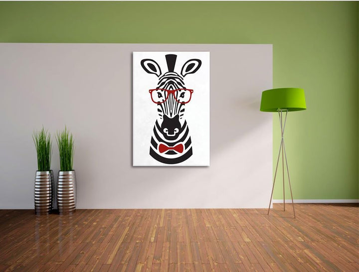 Pixxprint Hipster Zebra als Leinwandbild/Grösse: 100x70 cm/Wandbild/Kunstdruck/fertig bespannt 70x10